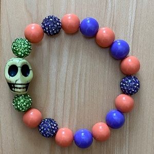 Skull with Swarovski Balls Charm Bracelet